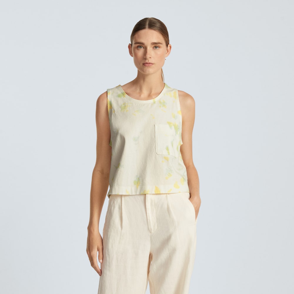 The Premium Weight Cropped Pocket Tank | Seafoam Tie Dye