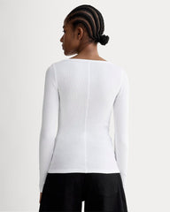 The Luxe Rib Long-Sleeve Scoop-Neck Tee | White