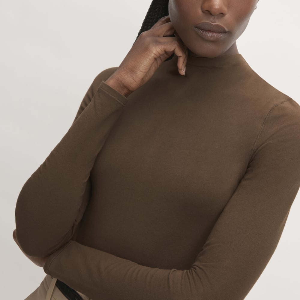 The Supima® Form Funnel Neck Tee | Cocoa