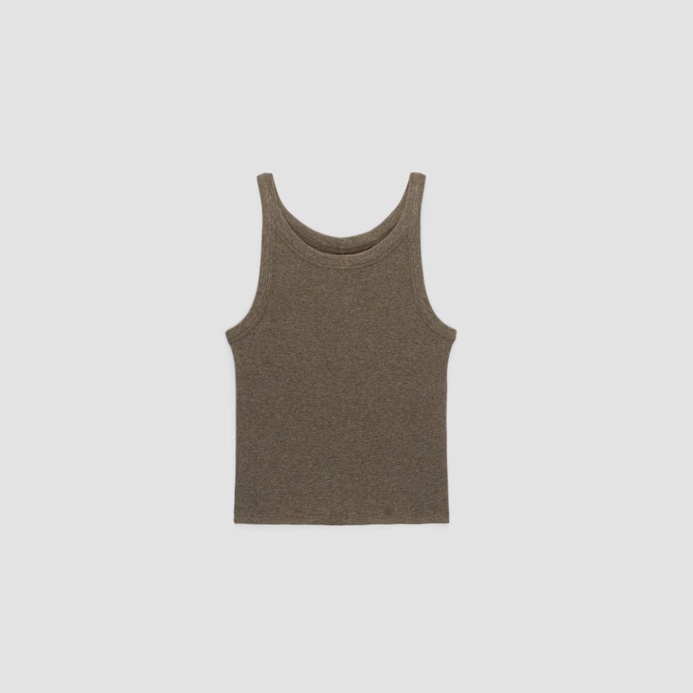 The Supima® Micro-Rib Cropped Tank | Heathered Fatigue