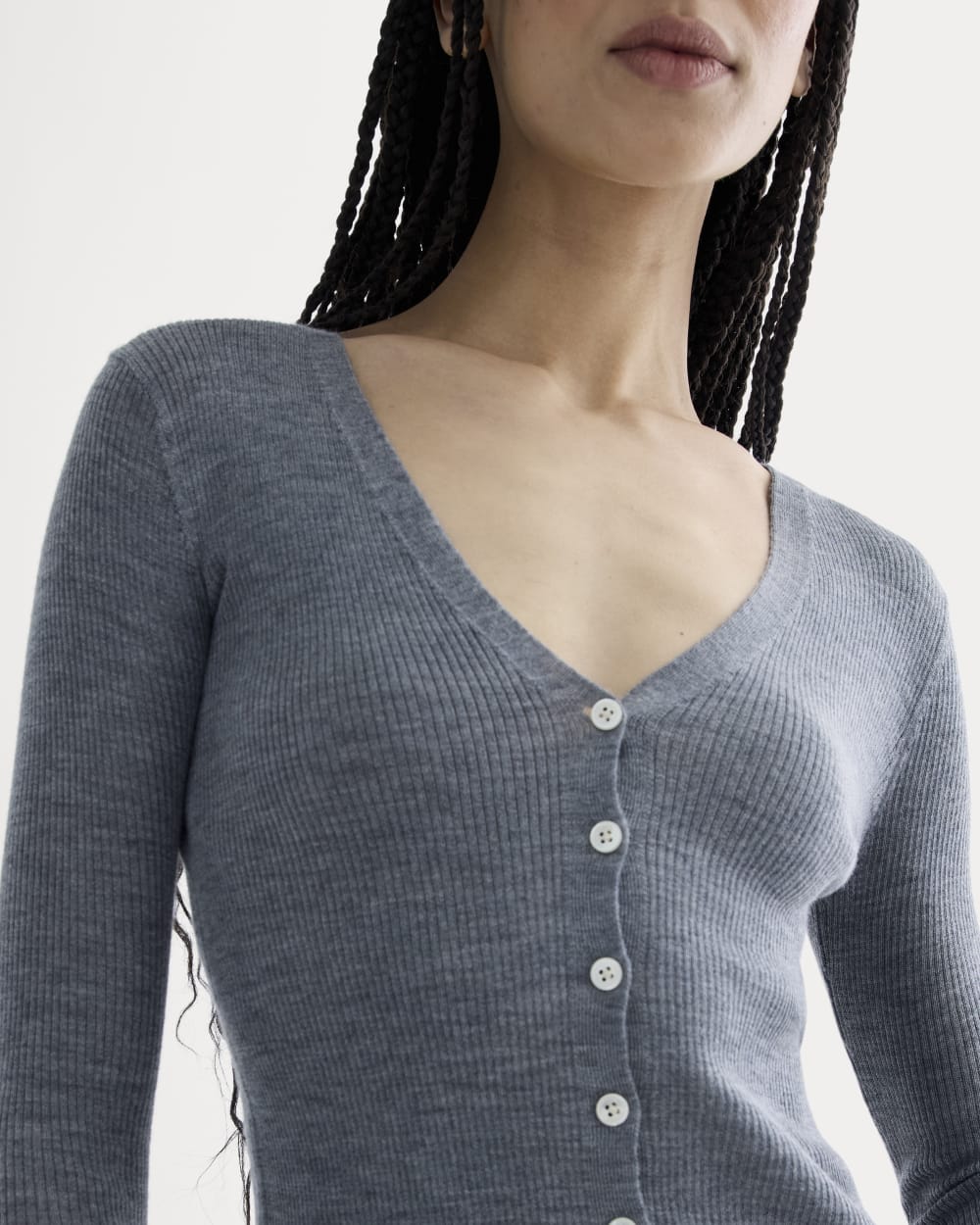 The Cardigan in Ultrasoft Merino | Heather Mid Grey