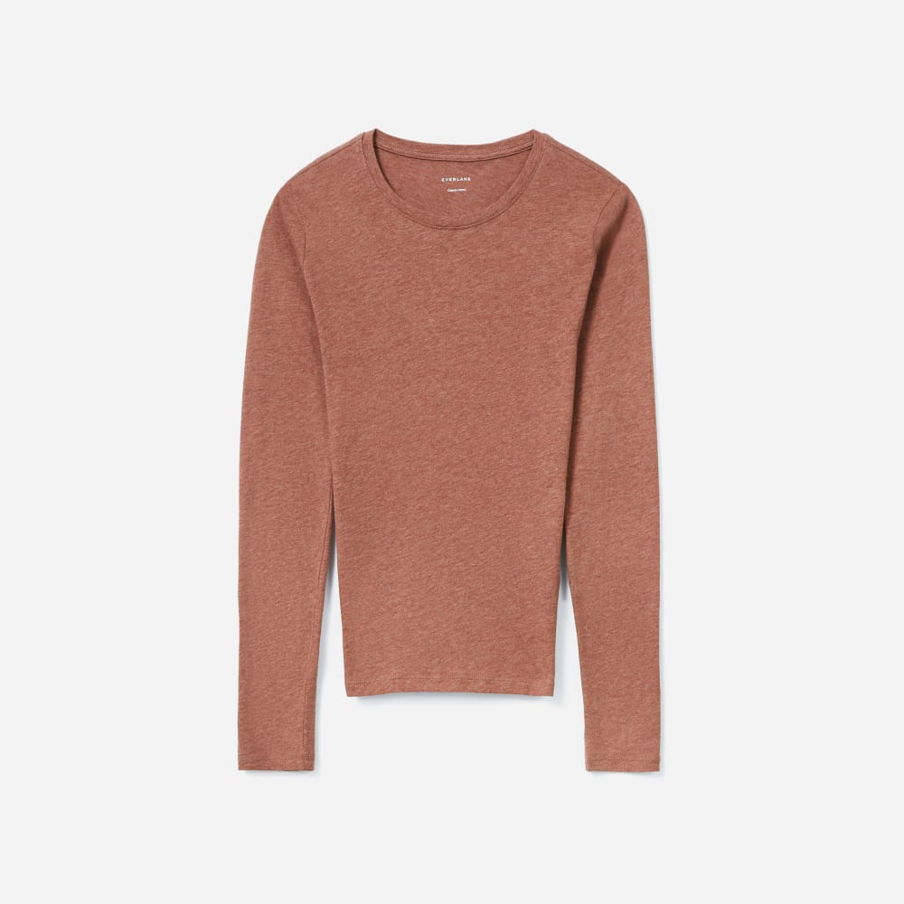 The Organic Cotton Long-Sleeve Crew | Heathered Brown