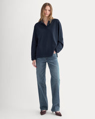 Oversized Pique Polo | Deep Navy