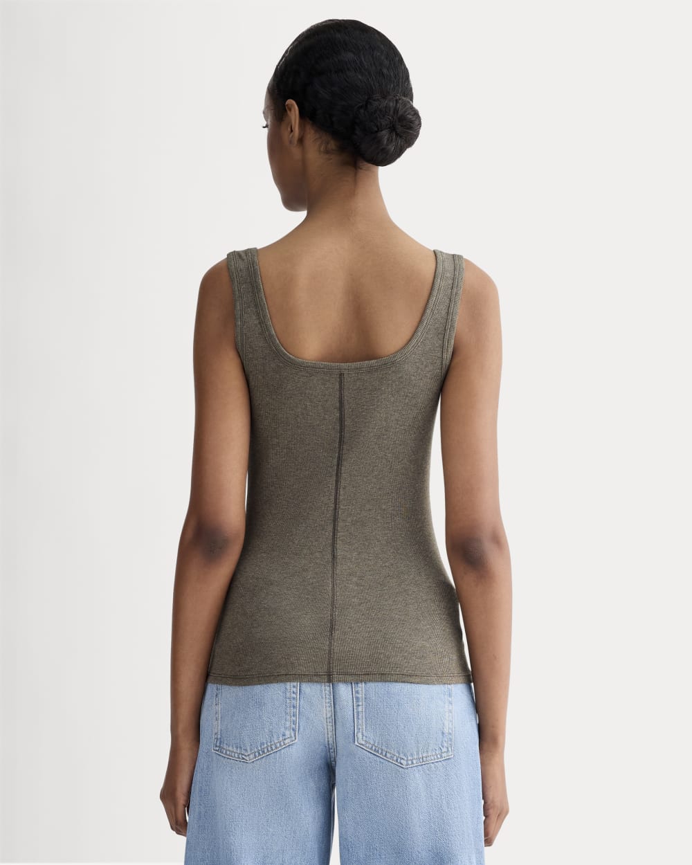 The Luxe Rib Square-Neck Tank | Heathered Fatigue