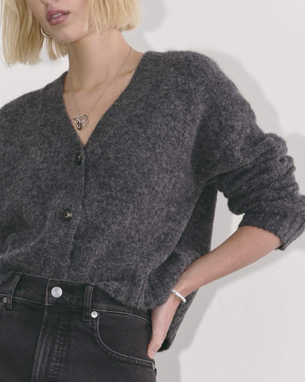 The Boxy Cardigan in Alpaca | Dark Charcoal
