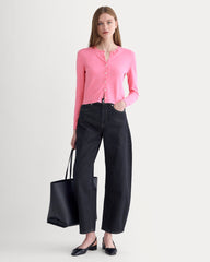 The Cropped Cardigan in Cotton Cashmere | Deep Pink