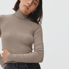 The Luxe Micro-Rib Turtleneck | Heathered Burnt Sugar