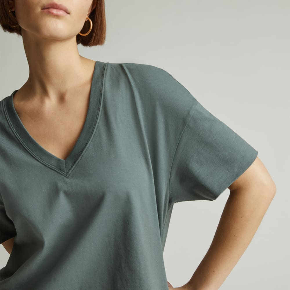 The Organic Cotton Slouchy V-Neck | Green Balsam