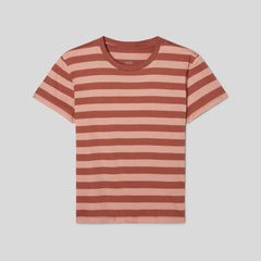 The Box-Cut Tee in Essential Cotton | Redwood Stripe | No Pocket