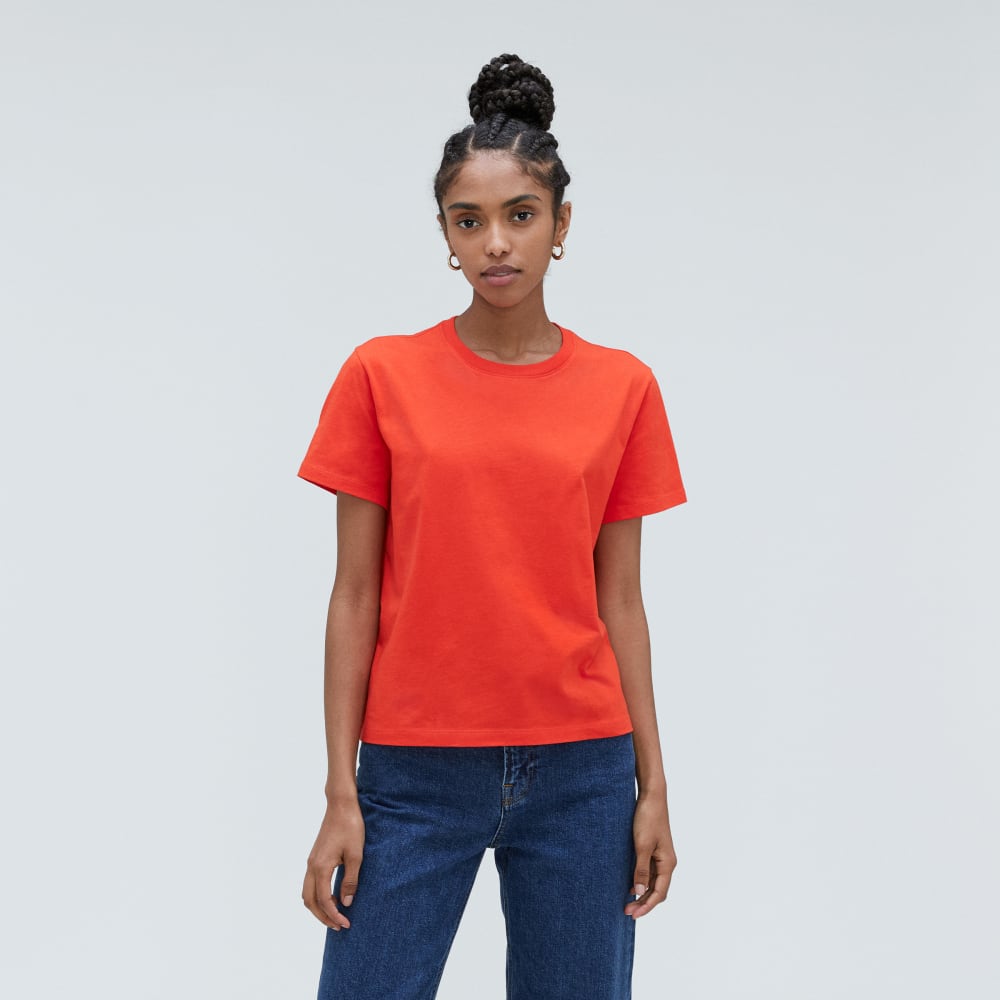 The Box-Cut Tee in Essential Cotton | Red Orange | No Pocket
