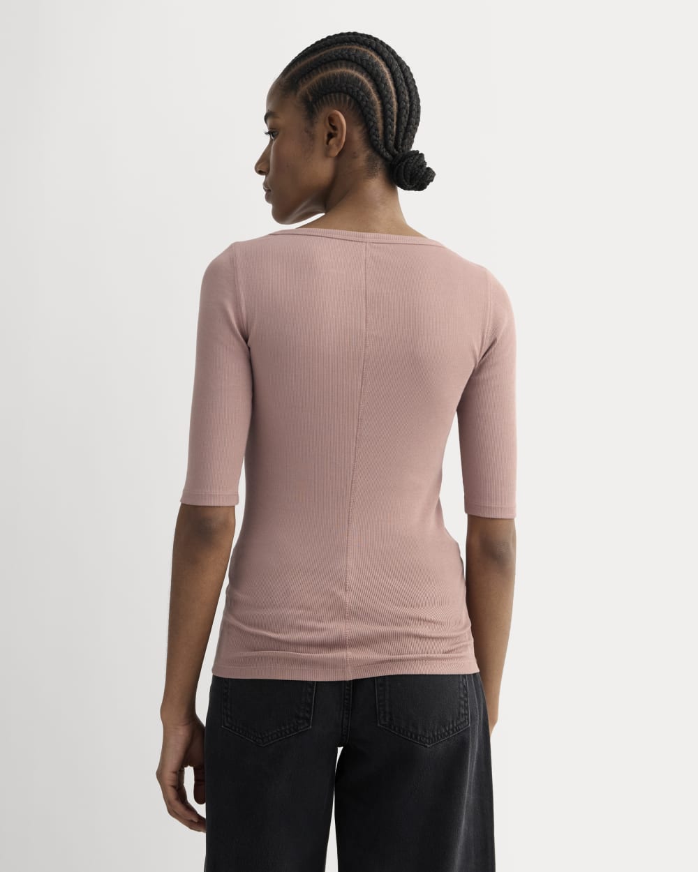 The Luxe Rib Scoop-Neck Tee | Rose Dusk