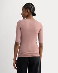 The Luxe Rib Scoop-Neck Tee | Rose Dusk