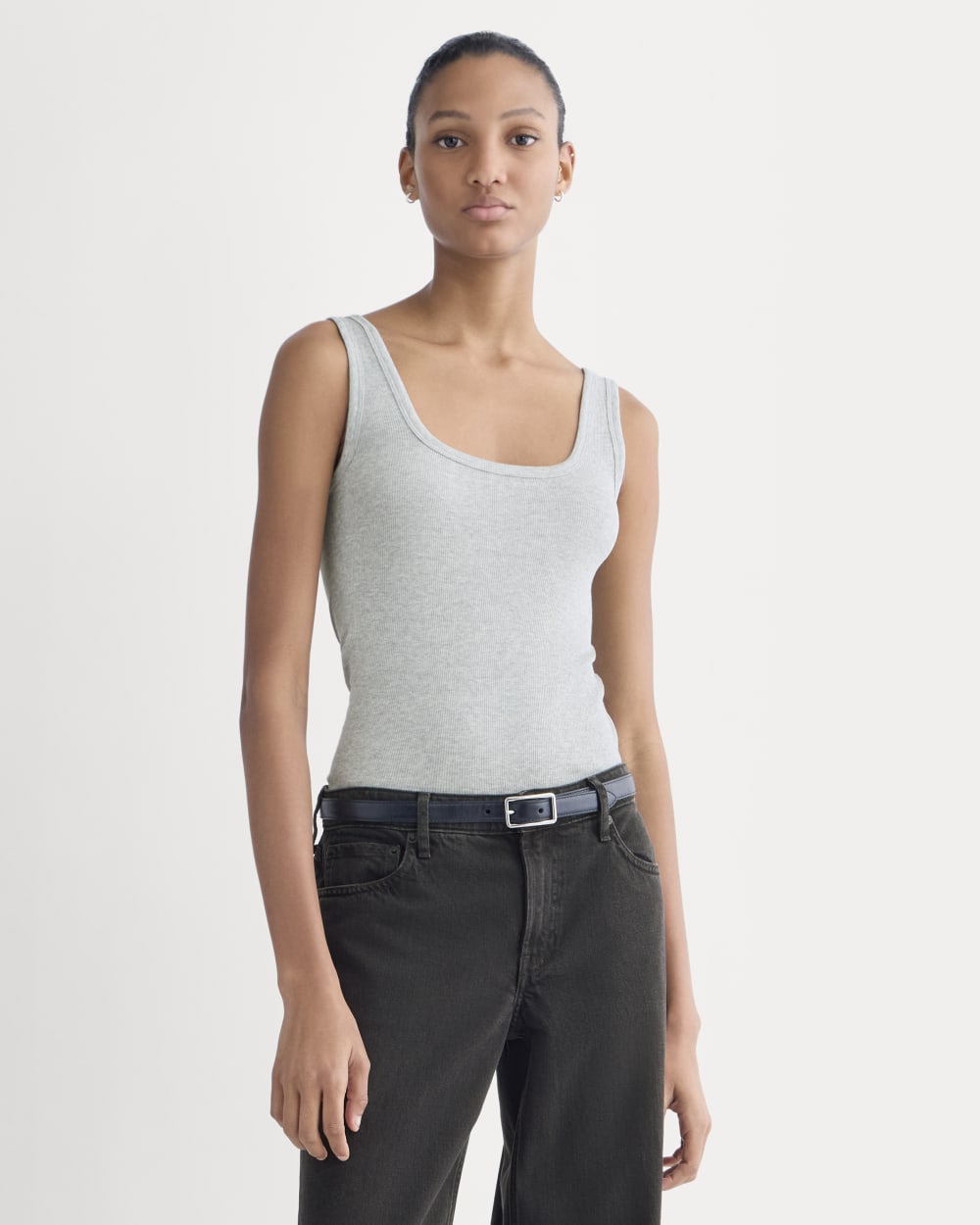 The Luxe Rib Square-Neck Tank | Classic Heather Grey
