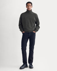 Luxe Merino Relaxed Turtleneck | Heathered Black