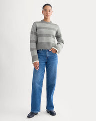 Nordic Cropped Boxy Crew in Luxe Merino | Heathered Mid Grey