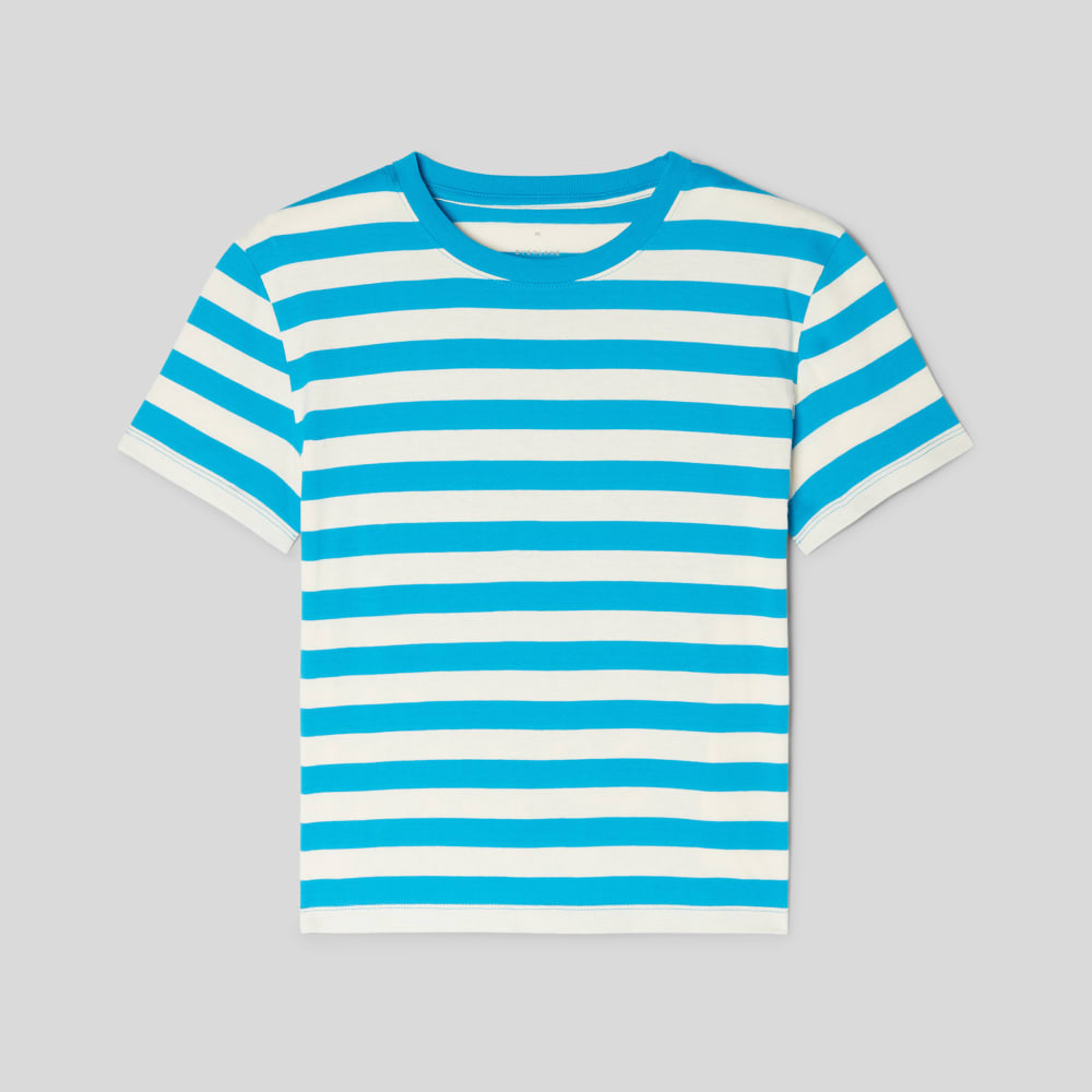 The Box-Cut Tee in Essential Cotton | Horizon Blue / Canvas Tan | No Pocket