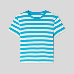 The Box-Cut Tee in Essential Cotton | Horizon Blue / Canvas Tan | No Pocket