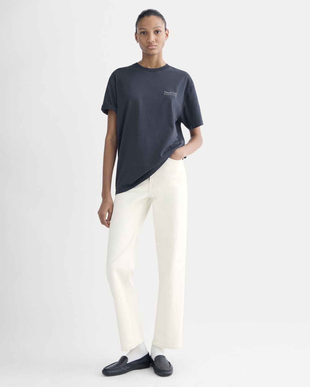 Everlane x Peace & Quiet Graphic Logo Tee |  Navy