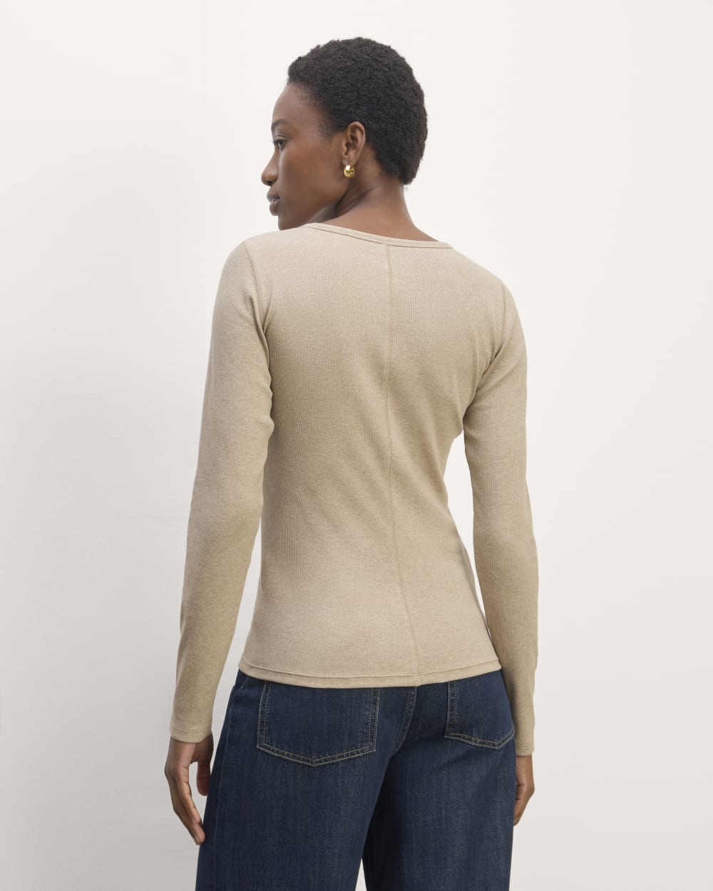 The Luxe Rib Long-Sleeve Crew | Heathered Tan