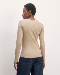 The Luxe Rib Long-Sleeve Crew | Heathered Tan