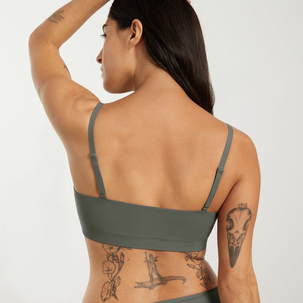The Invisible Square-Neck Bralette | Pewter Green