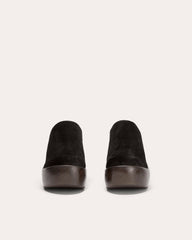 The Wooden Puffa Clog | Black Suede