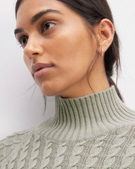 The Cotton Merino Cable Turtleneck | Sage Green