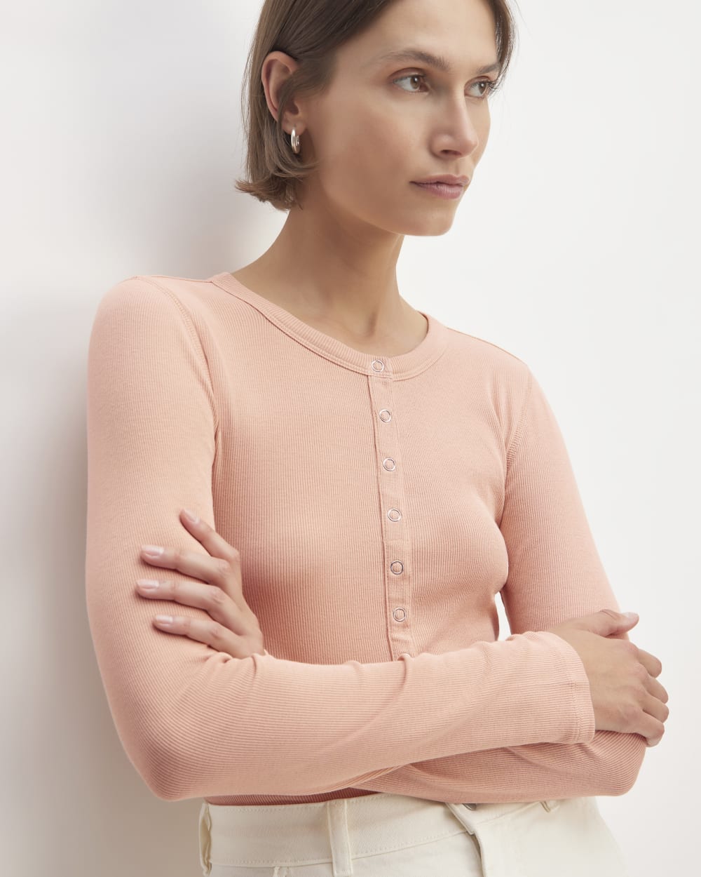 The Luxe Rib Henley | Blush Pink
