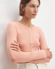 The Luxe Rib Henley | Blush Pink