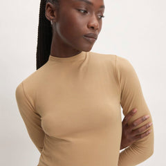 The Supima® Form Funnel Neck Tee | Tiger's Eye