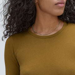 The Pima Micro-Rib Long-Sleeve Crew | Tapenade