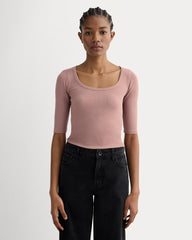 The Luxe Rib Scoop-Neck Tee | Rose Dusk