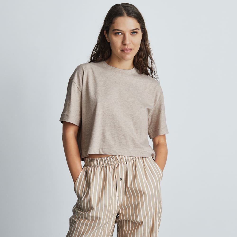 The Organic Cotton Cropped Tee | Heathered Burnt Sugar