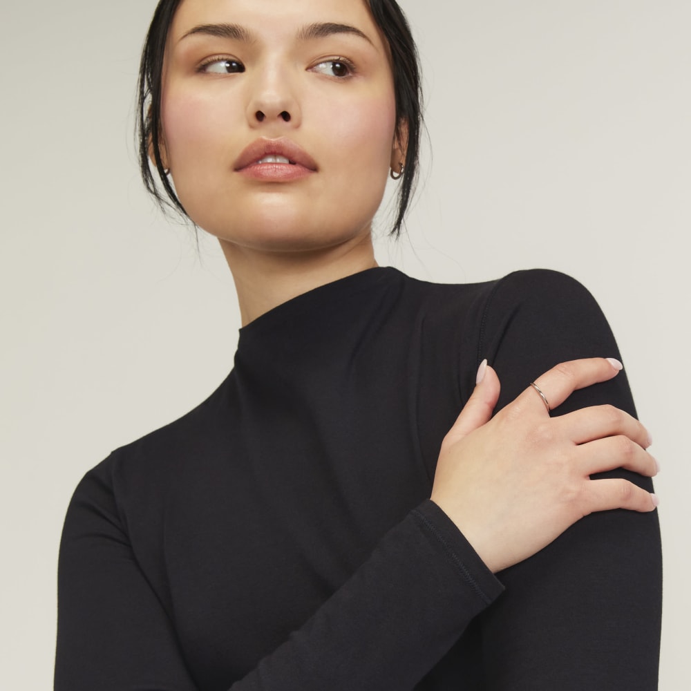 The Supima® Form Funnel Neck Tee | Black