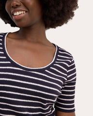The Vintage Rib Scoop-Neck Top | Navy / Bone