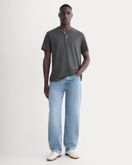 The Essential Organic Garment-Dyed Henley | Black