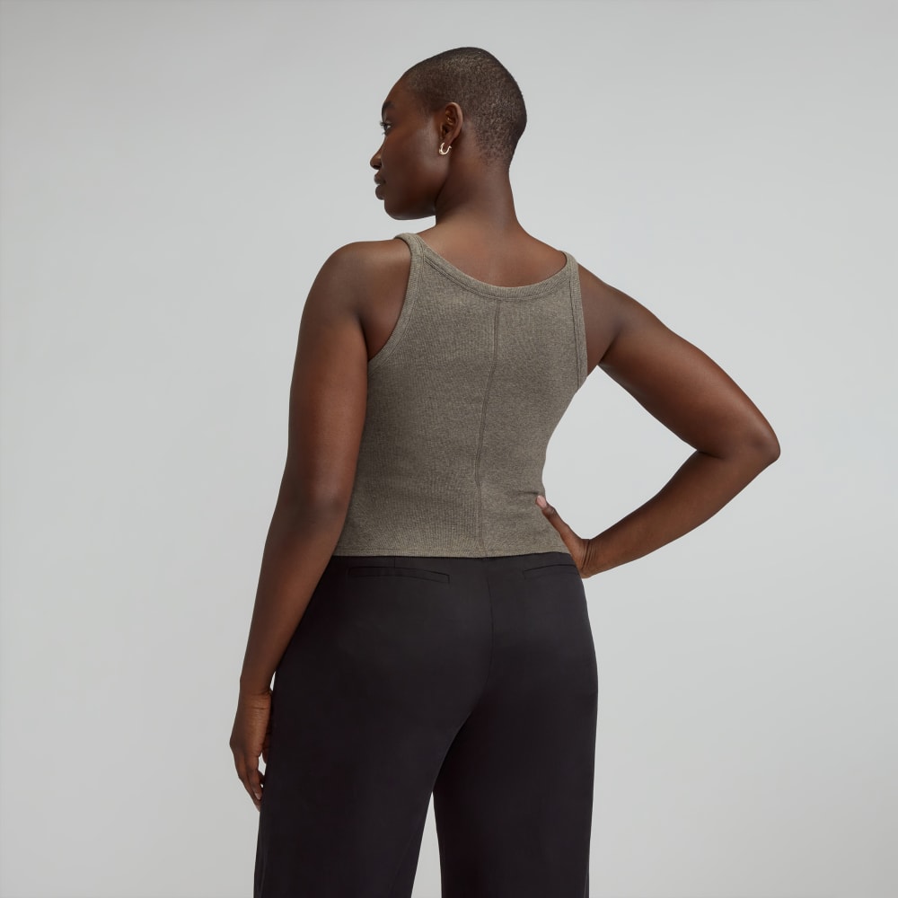 The Supima® Micro-Rib Cropped Tank | Heathered Fatigue