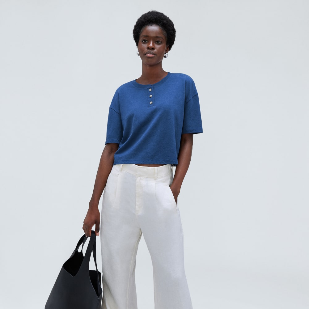 The Vintage Henley Hemp Tee | Deep Blue