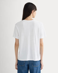 The Slouchy V-Neck Tee in Cotton Linen | White