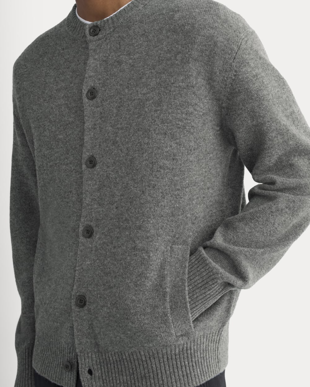 Luxe Merino Crew Cardigan | Heathered Charcoal