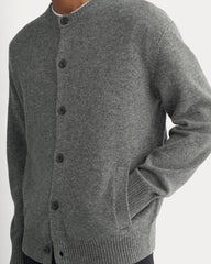 Luxe Merino Crew Cardigan | Heathered Charcoal