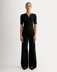 The Rib-Knit Short-Sleeve Henley | Black