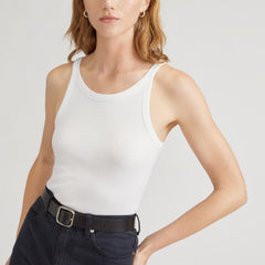 The Supima® Micro-Rib Cropped Tank | White