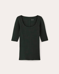 The Luxe Rib Scoop-Neck Tee | Scarab