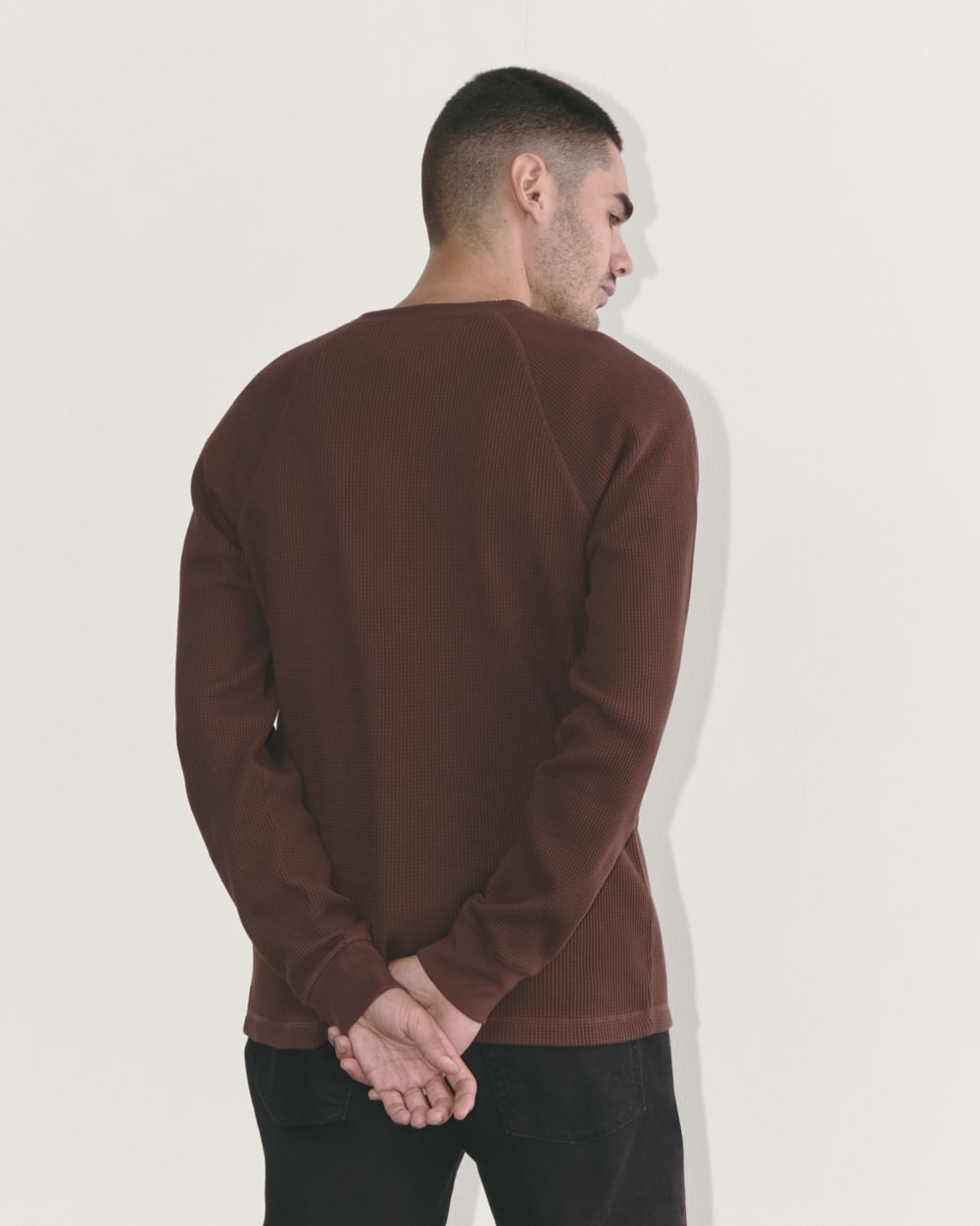 The Waffle Long-Sleeve Henley | Dark Mahogany