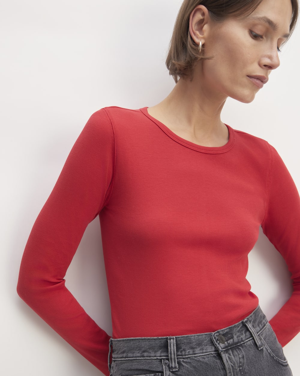 The Luxe Rib Long-Sleeve Crew | Haute Red