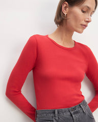 The Luxe Rib Long-Sleeve Crew | Haute Red