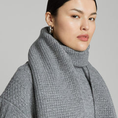 The Felted Merino Waffle-Knit Scarf | Mid Heathered Grey