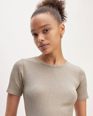 The Luxe Rib Crew | Heathered Tan