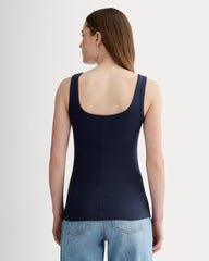 The Luxe Rib Square-Neck Tank | Navy